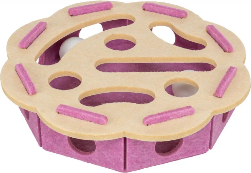 Katzenspielzeug Hole'n'Roll Flower aus Filz mit Spielbällen